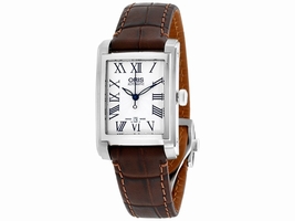 Oris Rectangular 56176564071LS Silver Dial Leather Strap 25mm Womens Oris