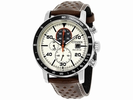 Citizen Brycen CA0649-06X Stainless Steel / Leather with Ivory Dial 44mm Mens Citizen