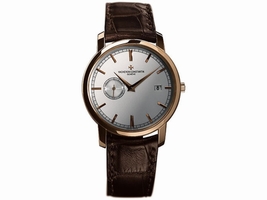 Vacheron Constantin Traditionnelle 87172/000R-9302 18K Rose Gold and Leather with Silver Dial 38mm Mens Vacheron Constantin