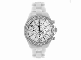 White Ceramic Chanel J12 with Factory Diamond Bezel Chanel