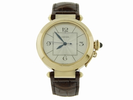 Cartier 18K Yellow Gold Pasha 42mm Leather Cartier