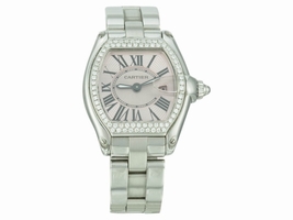 Cartier Roadster 2675 Stainless Steel & Pink Dial 30mm Womens Cartier