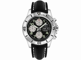 Breitling Superocean A13341C3/BD19 Stainless Steel & Leather with Black Dial Automatic 44mm Mens Breitling