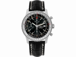 Breitling Navitimer World A2432212-B726BKCD Stainless Steel / Leather Automatic Black Dial 46mm Mens Breitling