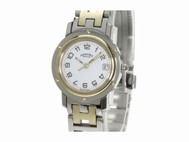 Hermes Clipper CL4220 Stainless Steel / Gold Plated 24mm Womens Hermes