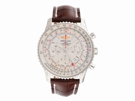 Breitling Navitimer GMT AB044121-G783 Automatic Silver Dial Brown Leather 48mm Men's Breitling