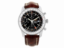 Breitling Navitimer World A24322 Stainless Steel & Leather Black Dial Automatic 46mm Mens Breitling