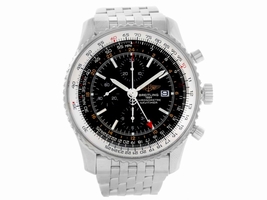 Breitling Navitimer World GMT A24322 Black Dial Stainless Steel Bracelet 46mm Mens Breitling