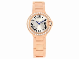 Cartier Ballon Blue WE9002Z3 18K Rose Gold Diamond 29mm Womens Cartier