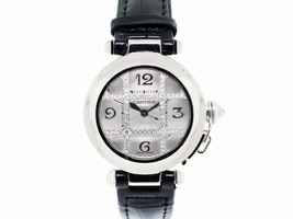 Cartier Pasha 2529 18K White Gold Diamond Grill 32mm Womens Cartier