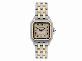 Cartier Panther Two Tone Stainless Steel and 18K Yellow Gold White Dial 27mm Womens Wrist  Cartier