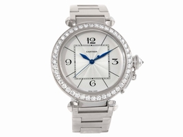 Cartier Pasha WJ1202M9 18K White Gold & Diamond 42mm Mens Cartier