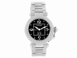 Cartier Pasha C W31053M7 Stainless Steel & Black Dial 35mm Mens Cartier