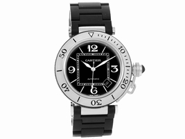 Cartier Pasha Seatimer W31077U2 Stainless Steel & Rubber Strap 40.5mm Mens Cartier