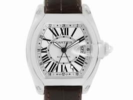 Cartier Roadster GMT W62032X6 Silver Dial Stainless Steel 43mm Mens Cartier