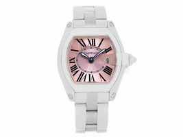 Cartier Roadster W62043V3 Stainless Steel & Pink Dial 30mm Womens Cartier