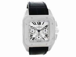 Cartier Santos 100 W20090X8 Crocodile Leather Automatic Chronograph 42mm Mens |Cartier