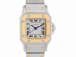Cartier Santos Galbee 166930 Stainless Steel & 18K Yellow Gold 24mm Womens Cartier