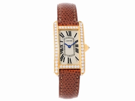 Cartier Tank Americaine WB707231 18K Yellow Gold Diamond 19mm Womens Cartier