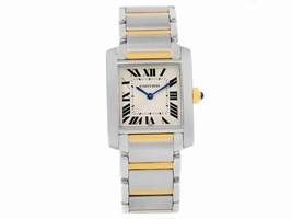 Cartier Tank Francaise W2TA0003 Stainless Steel & 18K Yellow Gold 25mm Womens Cartier