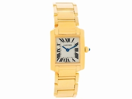 Cartier Tank Francaise W50002N2 Yellow Gold Silver Dial 20mm Womens Cartier