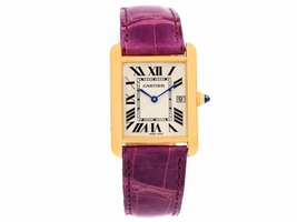 Cartier Tank Louis W1529756 18K Yellow Gold Violet Strap 25mm Unisex Cartier