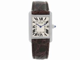Cartier Tank Louis W1540956 18K White Gold Date 25mm Mens Cartier
