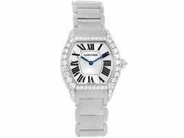 Cartier Tortue WA5072W9 18K White Gold Diamond 28mm Womens Cartier