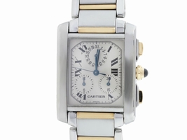 Cartier Tank Francaise 2303 Two Tone White Roman Dial 28mm Womens Cartier