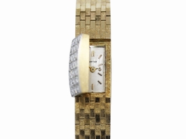 Cartier 14K Yellow Gold Backwinding 0.56ct. Diamond Covered 9.5mm Womens Vintage Cartier