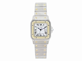 Cartier Santos 1567 Two-Tone Stainless Steel and 18K Yellow Gold White Dial 29mm Womens Cartier