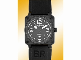 Bell & Ross "Aviation Type" Stainless Steel & Carbon Finish Mens Strap