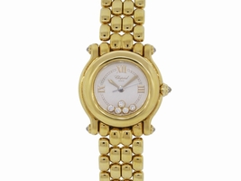Chopard Happy Sport 27/6150 18K Yellow Gold Diamond Quartz 26mm Womens Chopard