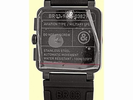 Bell & Ross "BR03-94" Stainless Steel Carbon Finish Chronograph Mens Strap Bell & Ross