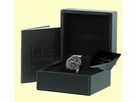 Bell & Ross "BR 123" Black Carbon Finish Stainless Steel Vintage Heritage Strap Bell & Ross