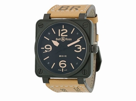 Bell & Ross "BR 01-92 Heritage" Black Carbon Finish Stainless Steel Mens Strap Bell & Ross