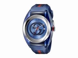 Gucci Sync XXL YA137104 Stainless Steel & Blue Rubber Strap 46mm Mens Gucci