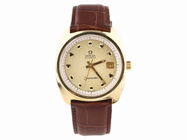 Omega Seamaster 166.065 Gold-Plated Automatic with Brown Leather Band Vintage 38mm Mens Omega