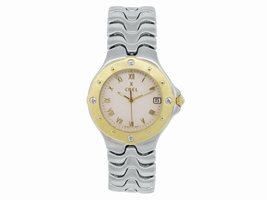 Ebel Sportwave Two Tone 18K Yellow Gold & Stainless Steel Cream Dial 37mm Mens Ebel