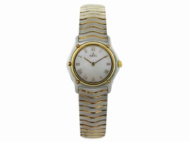 Ebel Wave Two Tone Stainless Steel and 18K Yellow Gold Mother of Pearl Roman Dial 26mm Womens Watc Ebel