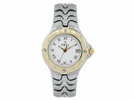 Ebel Sportwave White Dial Two Tone 18K Yellow Gold & Stainless Steel 28mm Womens Ebel