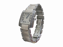 Cartier Tank Fran?aise 18K White Gold Diamond 20mm X 25mm WE1002SF |