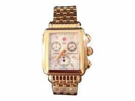 Michele Deco MW06P00A9046 Gold Plated and Diamond 33mm Women Quartz Michele
