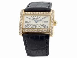 Cartier Divan WA301071 18K Yellow Gold & Leather 32mm x 25mm Cartier