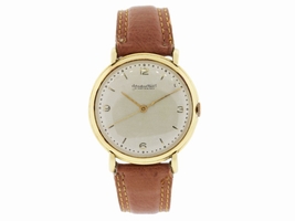 IWC Schaffhausen 18K Gold on Brown Leather 35mm Mens Vintage IWC