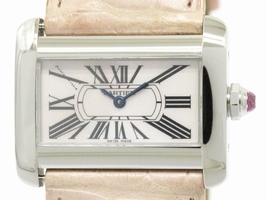 Cartier Mini Tank Divan W6301455 Stainless Steel / Leather Quartz 32mm Womens Cartier