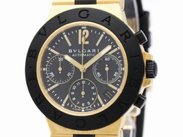 Bulgari Diagono AC38G Automatic Rubber Yellow Gold Men's Bulgari
