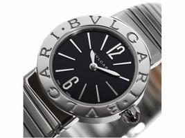 Bulgari TuboGas Bbl 262ts Stainless Steel Quartz Black 26mm Bangle Womens Wrist Bulgari