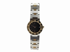 Bulgari BB23SG 18K Yellow Gold and Stainless Steel Quartz Black Womens 23mm Bulgari
