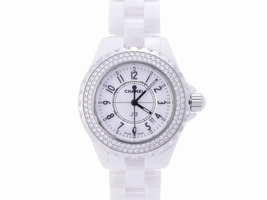 Chanel J12 H0967 White Ceramic wDiamond 33mm Quartz Womens Chanel